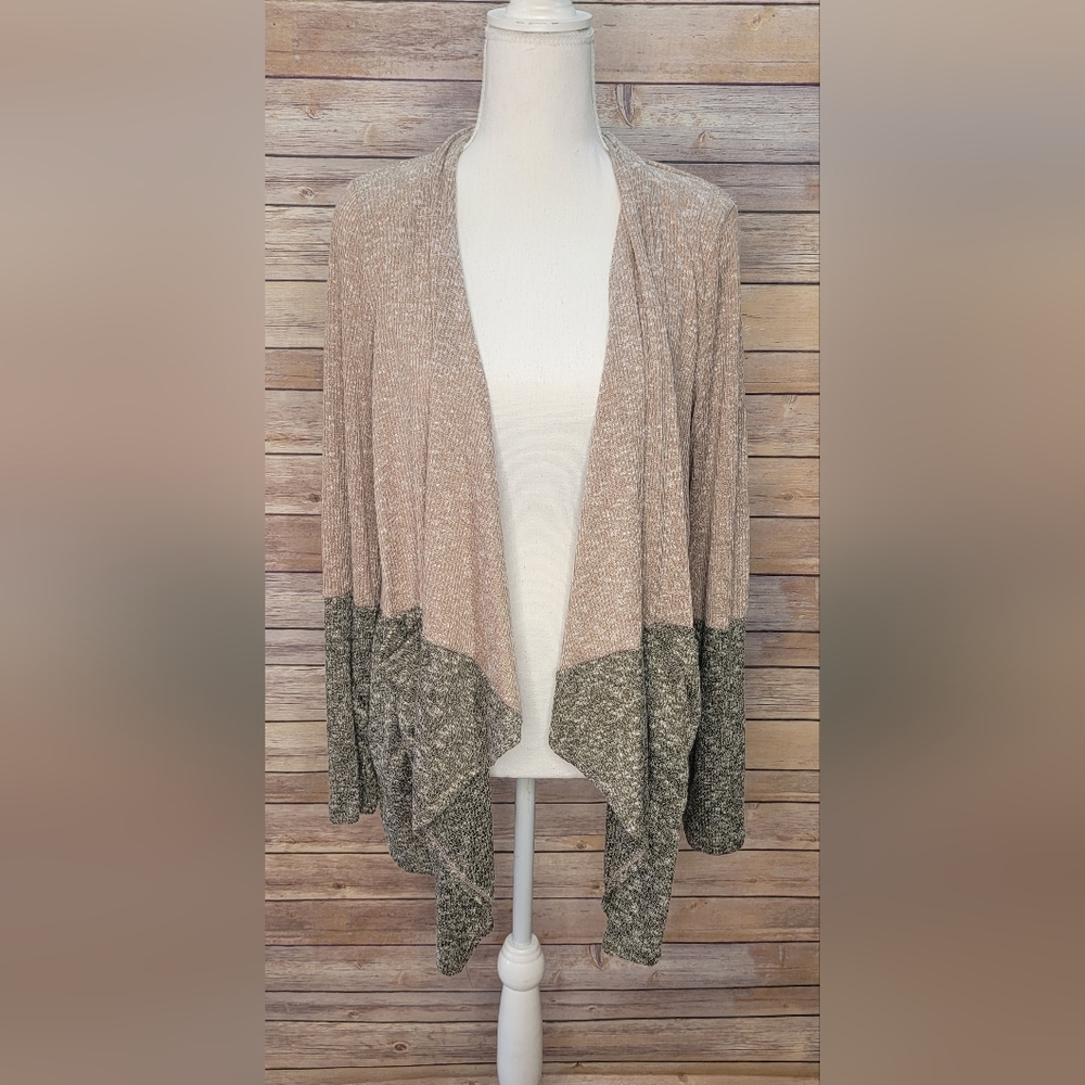 Filly Flair Ribbed Waterfall Cardigan in Olive  - Medium